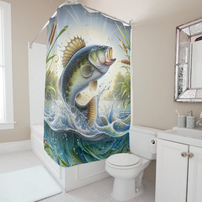 Bass Fish Shower Curtain (In Situ)