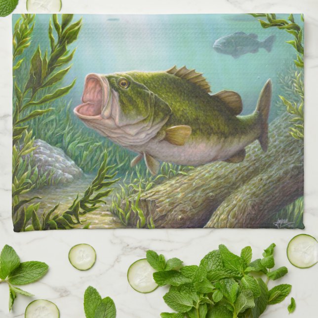 Bass Fish Tea Towel (Folded)