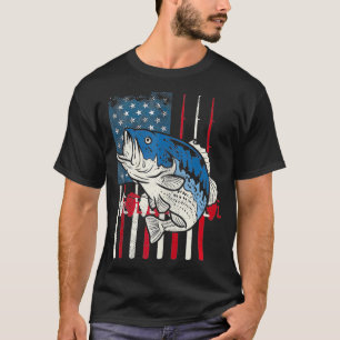 Bass Fish US American Flag Patriot Fishing 4th Of T-Shirt