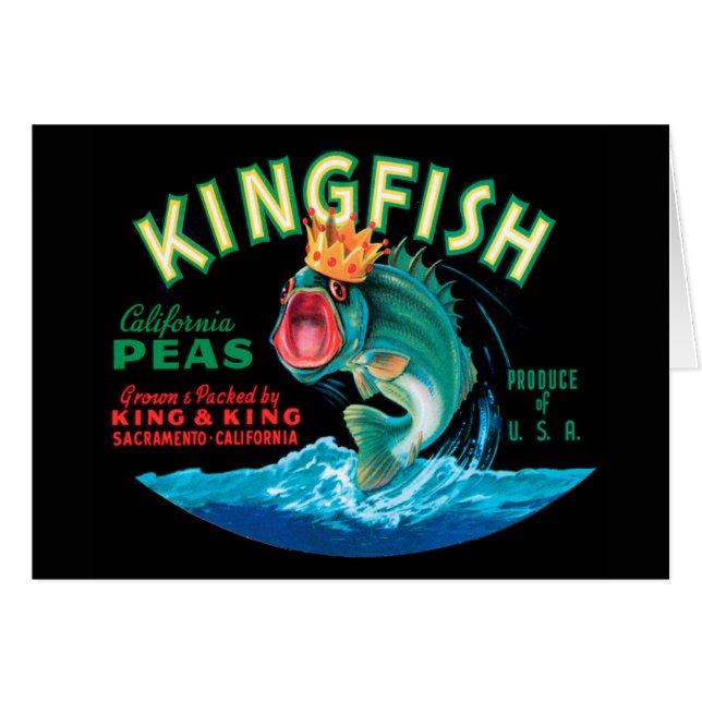 Bass Fish Wearing a Crown on a Black Background (Front Horizontal)