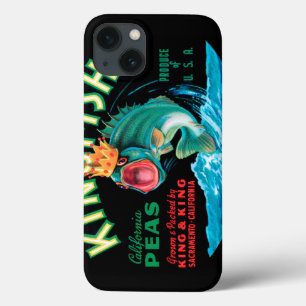 Bass Fish Wearing a Crown on a Black Background iPhone 13 Case