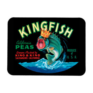 Bass Fish Wearing a Crown on a Black Background Magnet