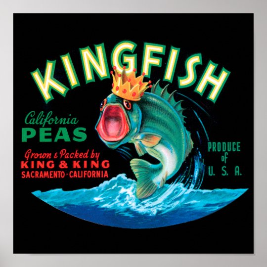 Bass Fish Wearing a Crown on a Black Background Poster | Zazzle.co.uk