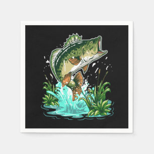 Bass Fisherman Large Mouth Bass Fishing Napkin