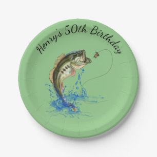 Bass Fishing 50th Birthday Party Paper Plate