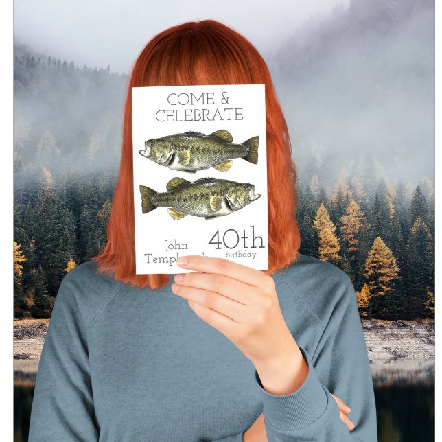 Bass Fishing Adult Men's Birthday Sports Outdoors  Invitation (Creator Uploaded)