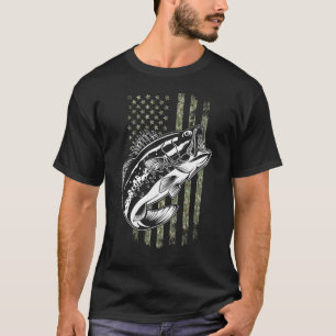 Bass Fishing American Camo Usa Flag For Fisherman T-Shirt