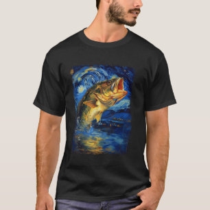 Bass Fishing Bass Fish Fisherman Starry Night Pain T-Shirt