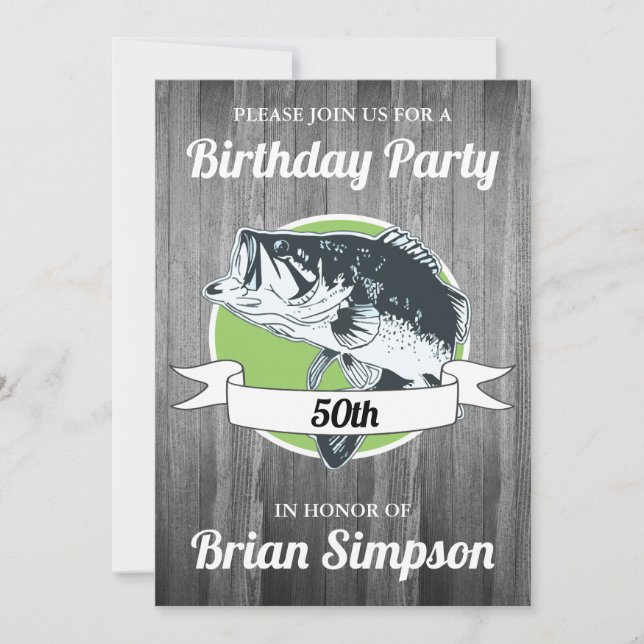 Bass Fishing Birthday Men's Sports Angler 50th Invitation (Front)