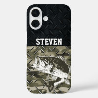 Bass Fishing Black Camo Diamond Plate Outdoors