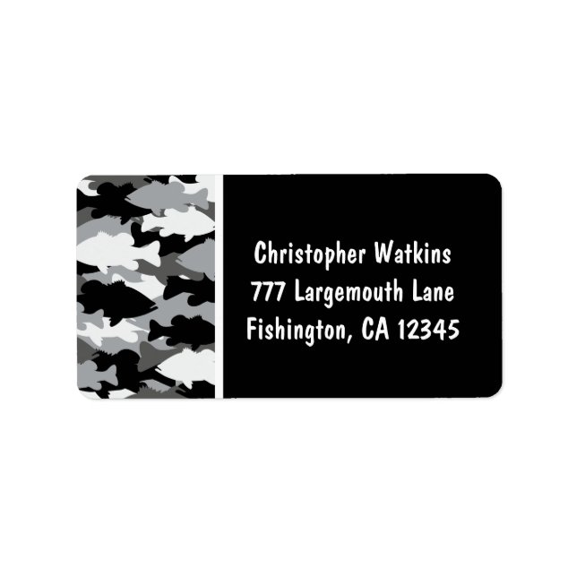 Bass Fishing Black Camo Label (Front)