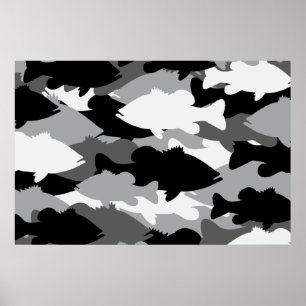 Bass Fishing Black Camo Poster