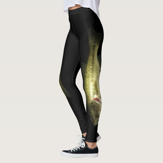 Bass Fishing Black Green Womens Leggings (Left)