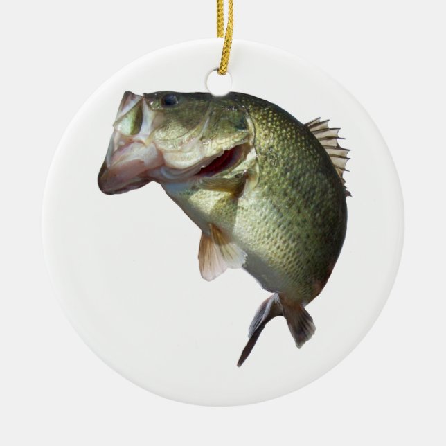 Bass Fishing Ceramic Tree Decoration (Front)