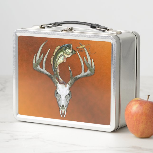 Bass Fishing Deer Hunting Metal Lunch Box (In Situ)