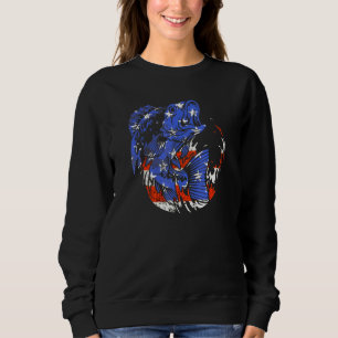 Bass Fishing Fish American Flag 4th Of July Usa Pa Sweatshirt