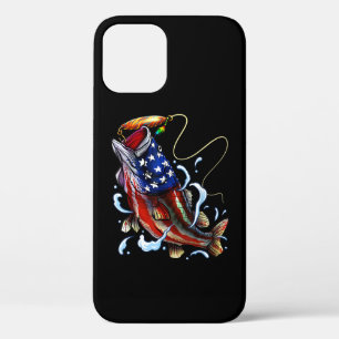 Bass Fishing Fish American Flag Patriotic Fishing iPhone 12 Case