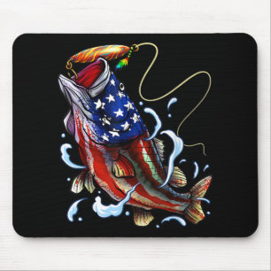 Bass Fishing Fish American Flag Patriotic Fishing Mouse Mat