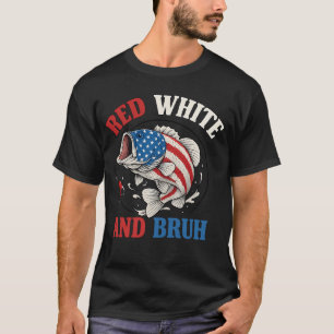 Bass Fishing Fish Angler Fathers American Flag T-Shirt