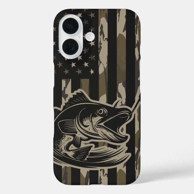 Bass Fishing Fisherman Camo Flag Bottomland Camo Case-Mate iPhone Case (Back)
