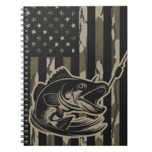 Bass Fishing Fisherman Camo Flag Bottomland Camo Notebook