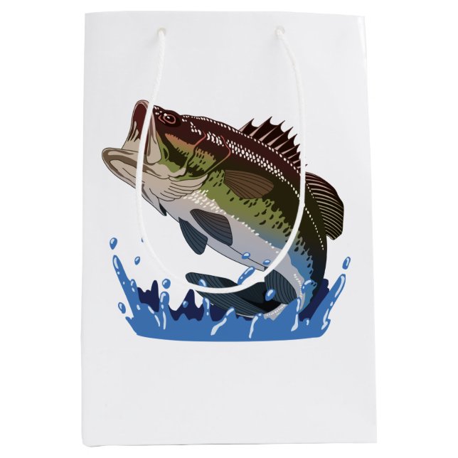 Bass Fishing, Fisherman, Funny Fishing Gear Gifts Medium Gift Bag (Front)