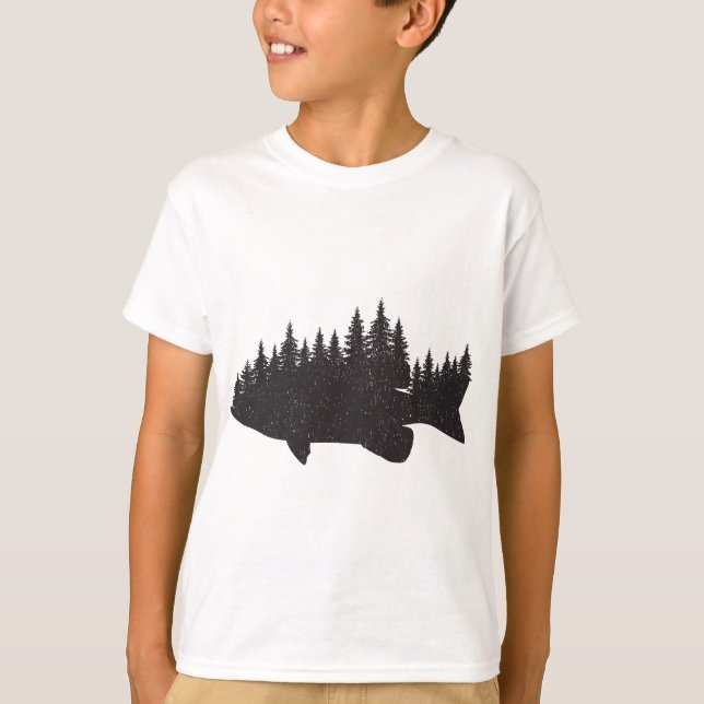 Bass Fishing Forest - Largemouth Smallmouth Fisher T-Shirt (Front)