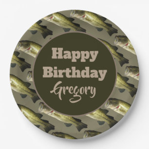 Bass Fishing Happy Birthday Party Personalised Paper Plate
