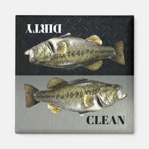 Bass Fishing Hobby Clean Dirty Dishwasher Men's Magnet