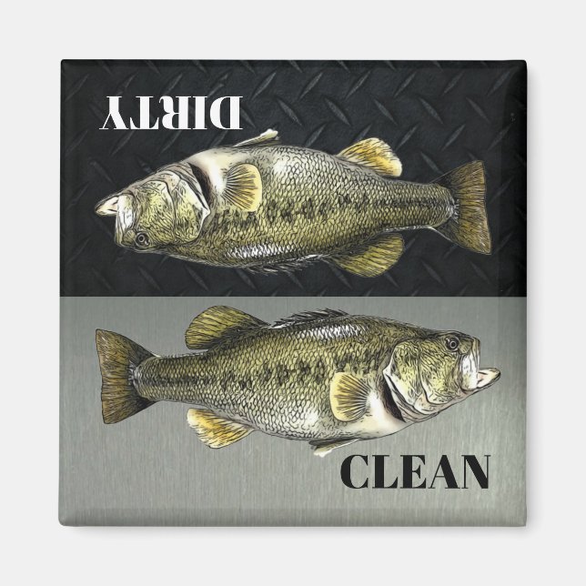 Bass Fishing Hobby Clean Dirty Dishwasher Men's Magnet (Front)