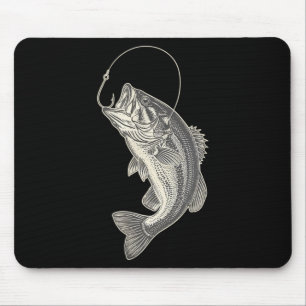 Bass fishing hook graphic largemouth bass angler mouse mat