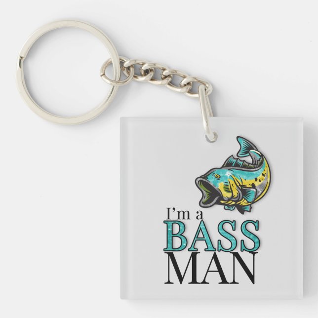 Bass Fishing Humour for Fishermen Key Ring (Front)