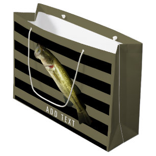 Bass Fishing Large Mouth Safari Green Customized Gift Bag