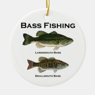 Bass Fishing Logo (largemouth - smallmouth) Ceramic Tree Decoration