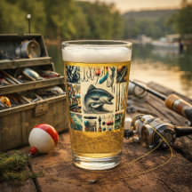 Bass Fishing Lures Barware Fisherman Pint