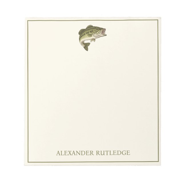 Bass Fishing Personalised Notepad (Front)