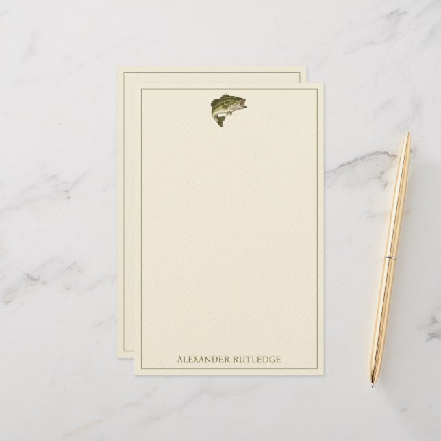 Bass Fishing Personalised Stationery (Front/Back In Situ)