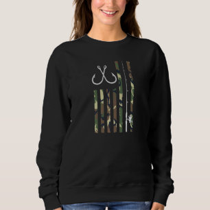 Bass Fishing Pole American Camo Flag Sweatshirt