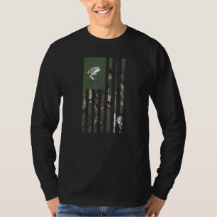 Bass Fishing Pole Camo American Flag Vintage T-Shirt