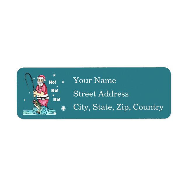 Bass Fishing Santa Claus Christmas Return Address (Front)