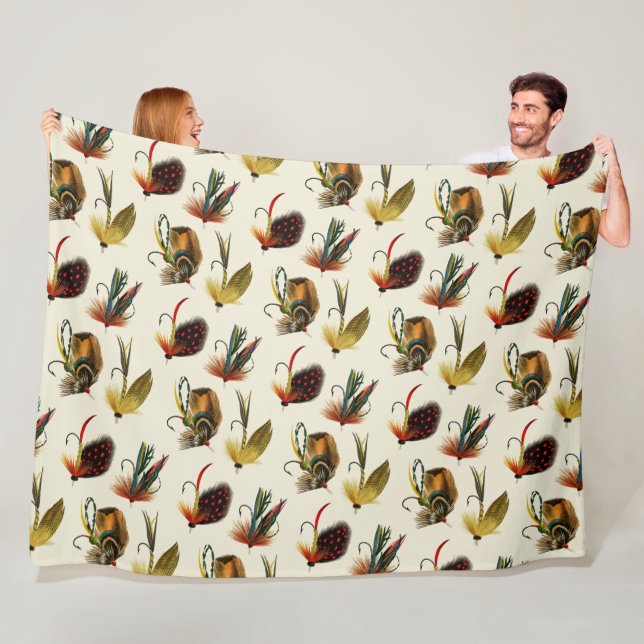 Bass Flies Fishing Fleece Blanket (In Situ)