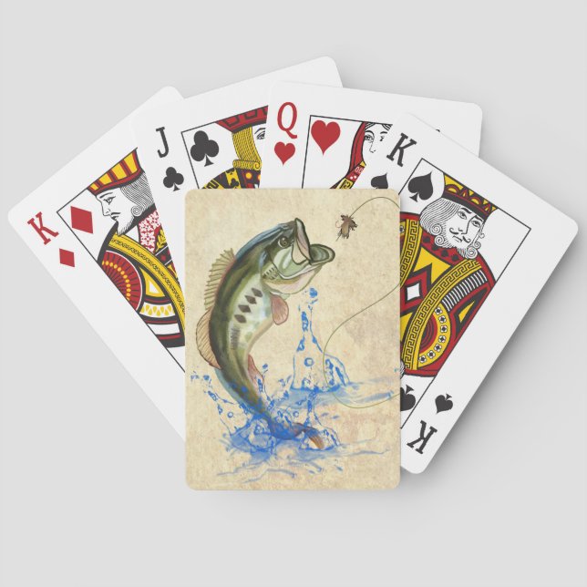 Bass Fly Fishing Bicycle Playing Cards (Back)
