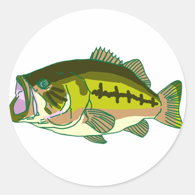 Bass green 2 classic round sticker (Front)