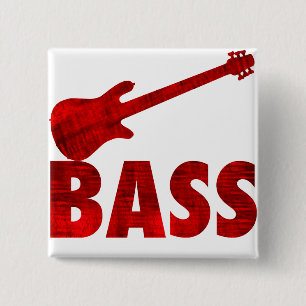 Bass Guitar 15 Cm Square Badge