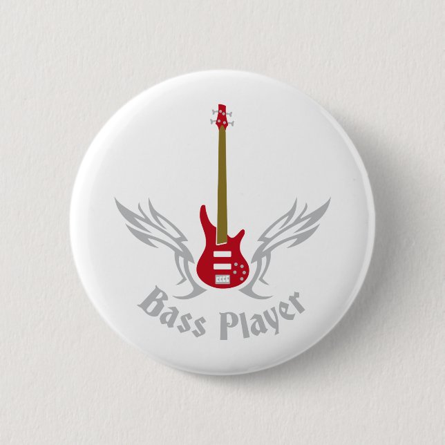 bass guitar 6 cm round badge (Front)