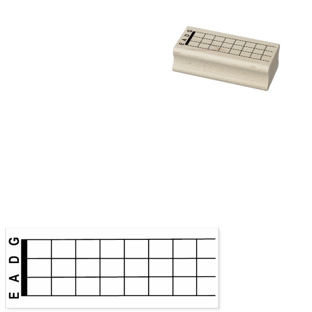 Bass Guitar Blank Fretboard Rubber Stamp (Stamped)