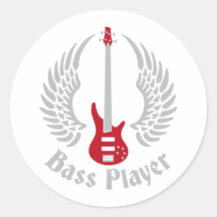 bass guitar classic round sticker
