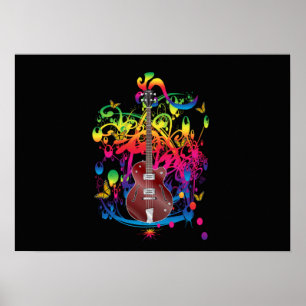 Bass Guitar Colour splash Poster