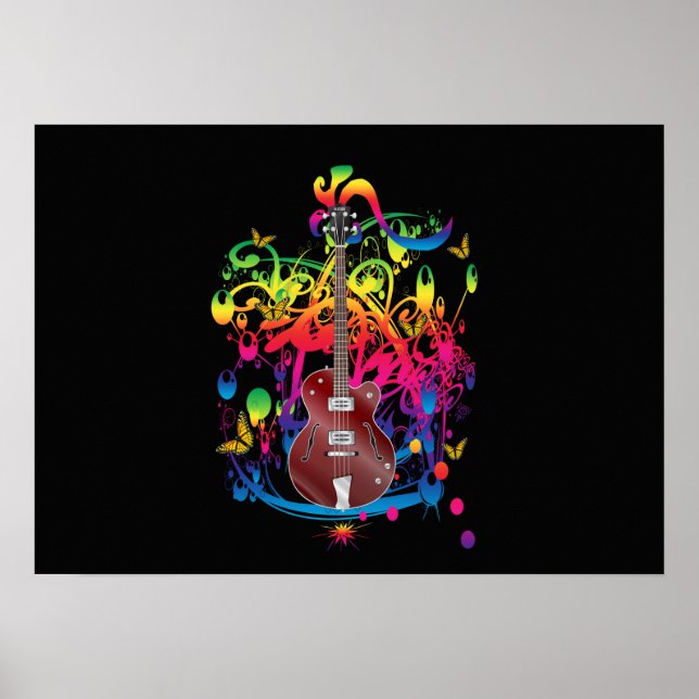 Bass Guitar Colour splash Poster (Front)