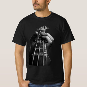 Bass Guitar Hand Close-Up Monochrome Graphic Shirt